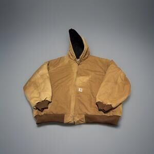 Rare Vintage CARHARTT Quilt Lined Denim Field Bomber Jacket 80s 90s Brown SZ 3XL